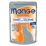 MONGE CAT BUSTA NATURAL TONNO PINNE GIALLE SALMONE GR 80