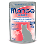 MONGE CAT BUSTA NATURAL TONNO POLLO GAMBERETTI GR 80